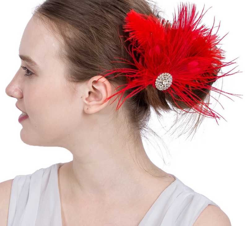 Feather Headdress Hairpin - Red