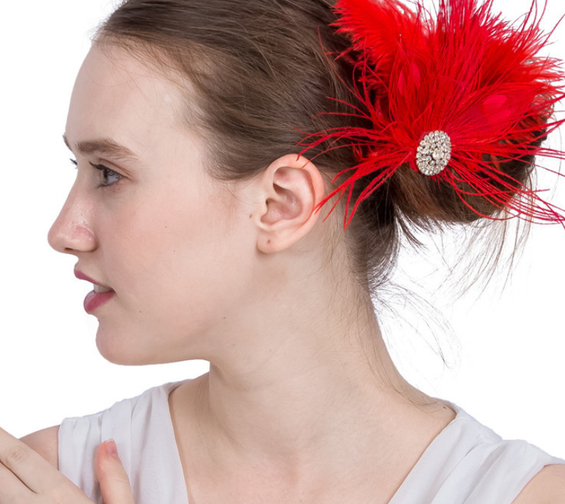 Feather Headdress Hairpin - Red