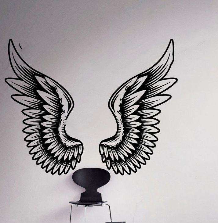 Wings Vinyl Wall Sticker Decor for Living Room & Car - Self-Adhesive PVC