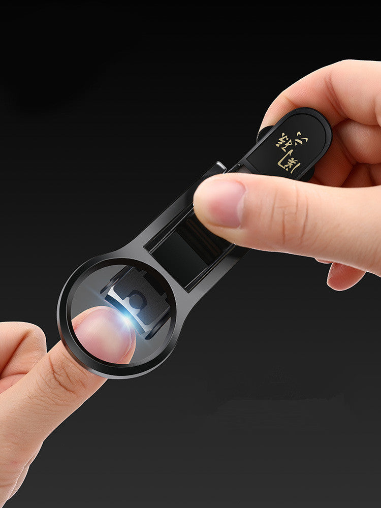 Splash-Proof Nail Clippers with Magnifying Glass - Black