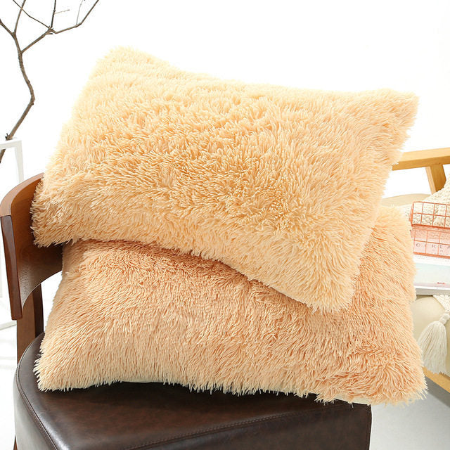 Winter Plush Pillowcase Set - Fluffy Long Plush & Velvet Bedding