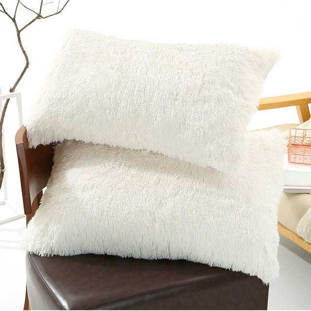 Winter Plush Pillowcase Set - Fluffy Long Plush & Velvet Bedding