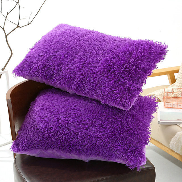Winter Plush Pillowcase Set - Fluffy Long Plush & Velvet Bedding