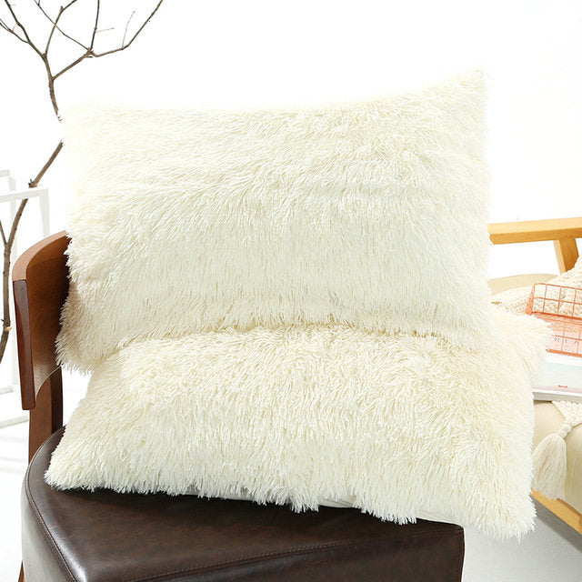 Winter Plush Pillowcase Set - Fluffy Long Plush & Velvet Bedding