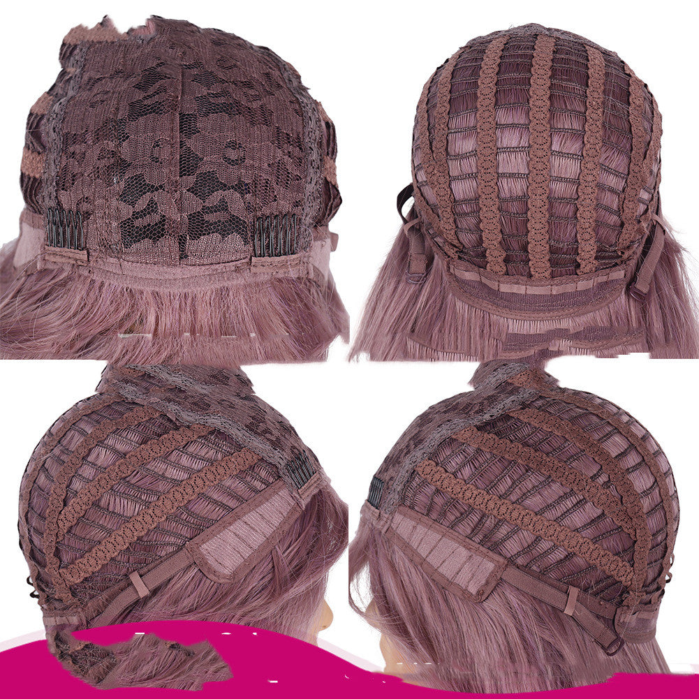 Split Bangs Synthetic Wig - Long Curly Hair High Temperature Fiber