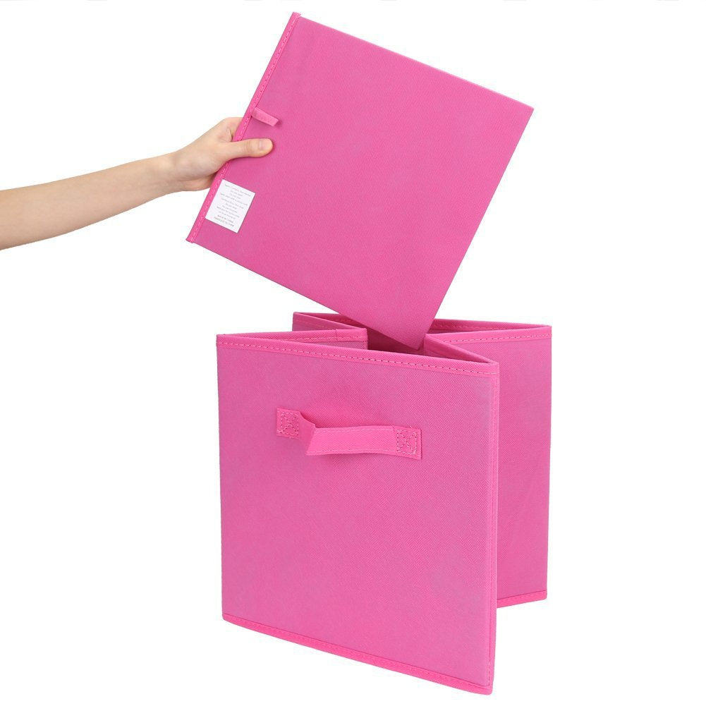 Multi-Color Fabric Storage Box with Lid – 27x27x28cm Wardrobe & Toy Organizer