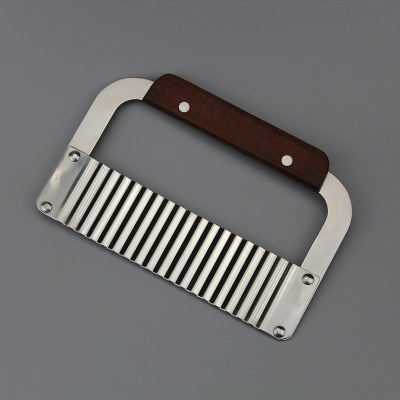 Multifunctional Vegetable Cutter Knife with Wooden Handle - Wave & Cut Styles