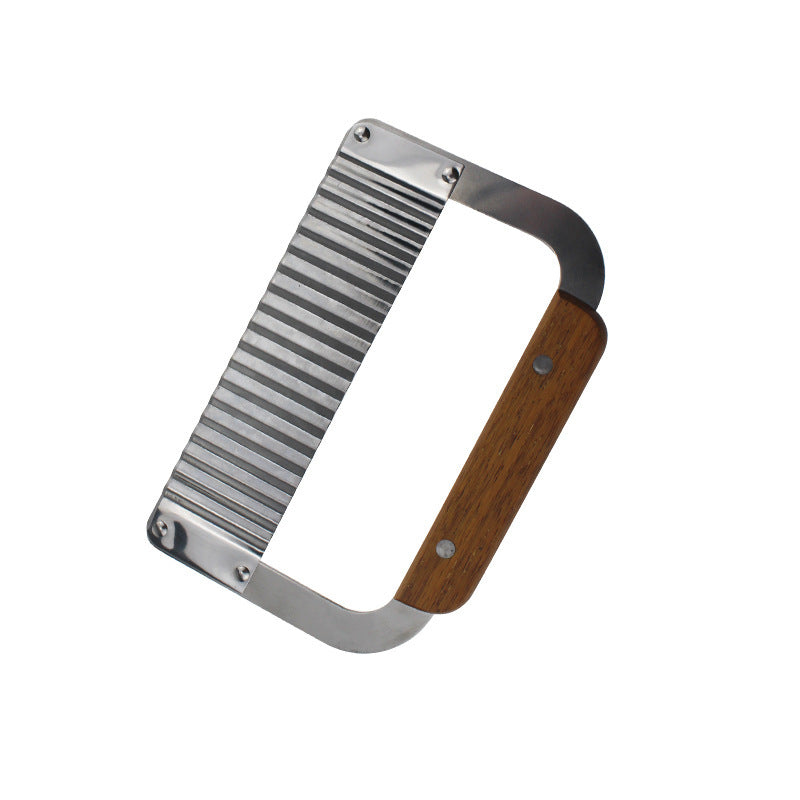 Multifunctional Vegetable Cutter Knife with Wooden Handle - Wave & Cut Styles