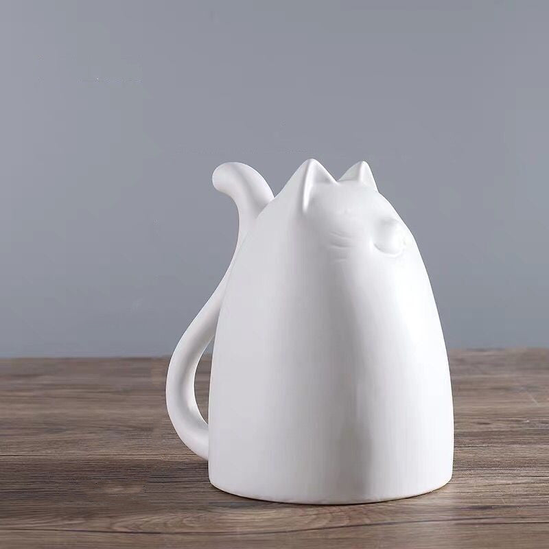 Nordic Ceramic Cat Vase Ornaments - Black & White Family of Three Decor