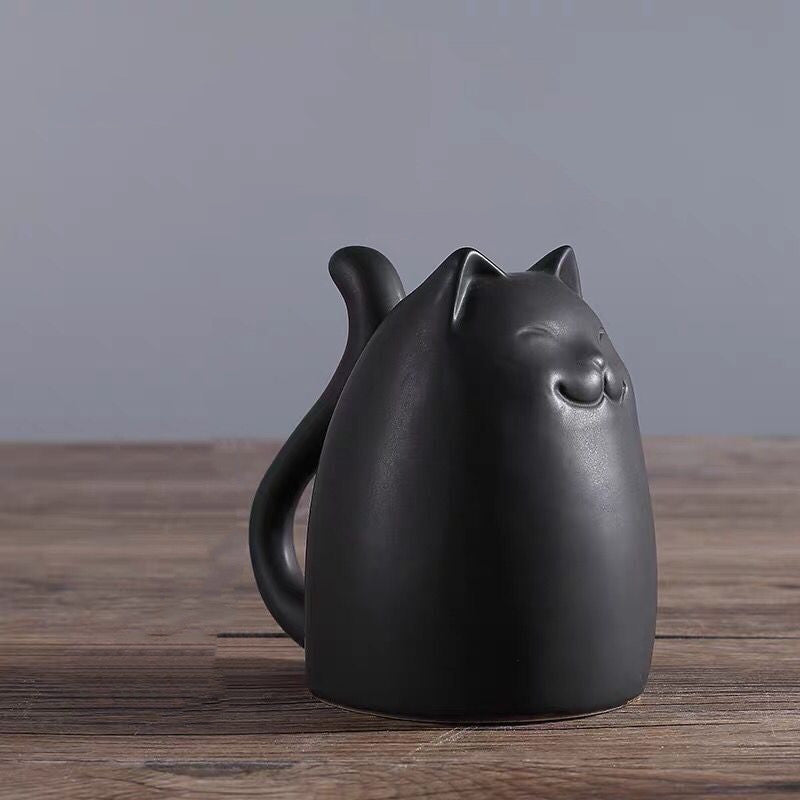 Nordic Ceramic Cat Vase Ornaments - Black & White Family of Three Decor