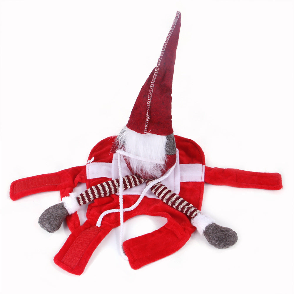 Pet Christmas Riding Costume with Santa Flannel for Festive Pet Cosplay