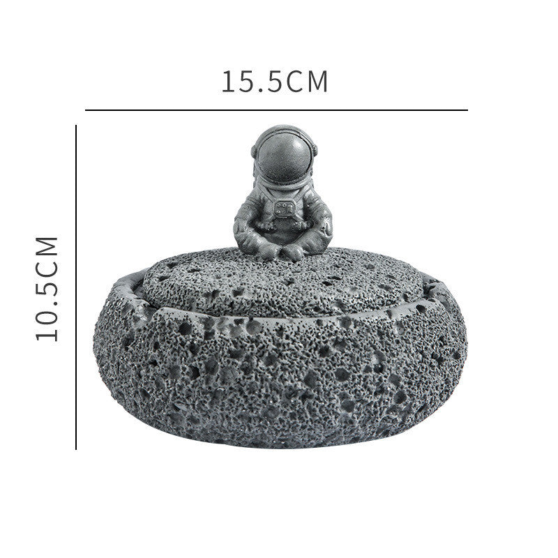 Concrete Astronaut Ashtray with Cover for Home & Garden Nordic Style Black
