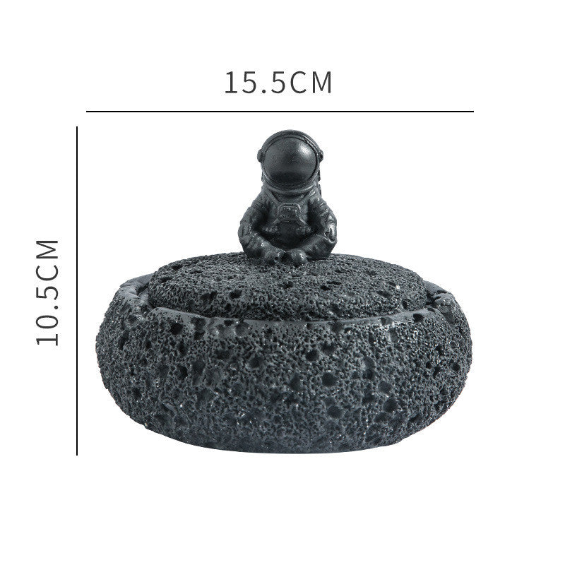 Concrete Astronaut Ashtray with Cover for Home & Garden Nordic Style Black
