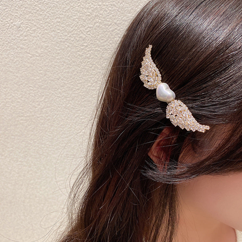 Korean Style Angel Wings Hair Clip - Gold