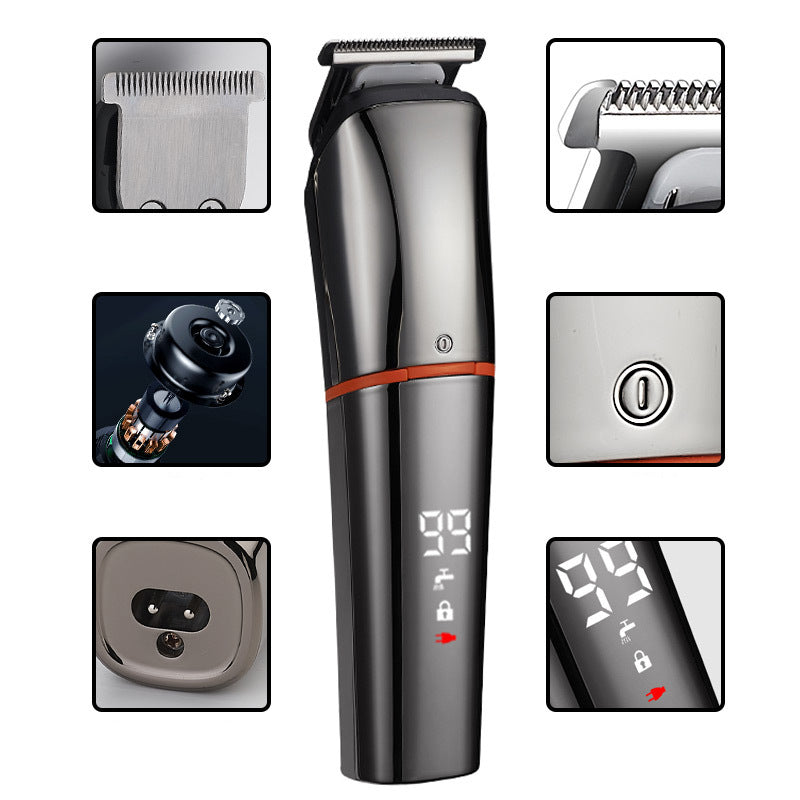 Rechargeable LCD Hair Clipper & Trimmer - Black