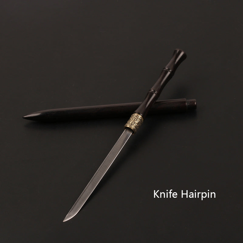Ebony Hairpin With Hidden Blade - Style B