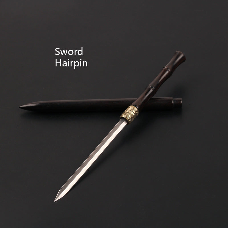 Ebony Hairpin With Hidden Blade - Style B