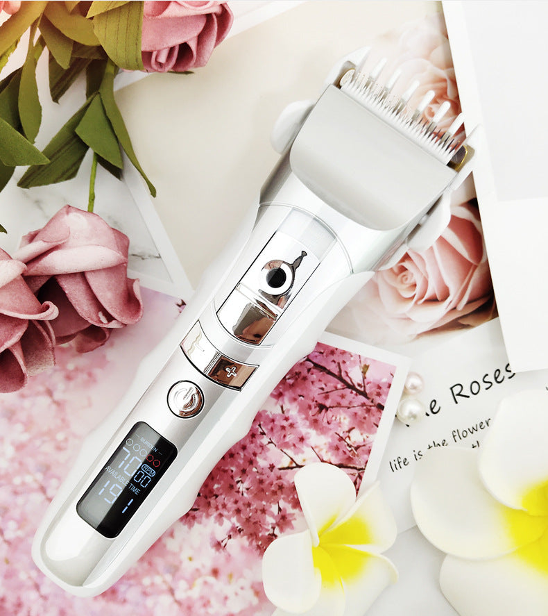 Rechargeable LCD Hair Clipper Trimmer – Silver