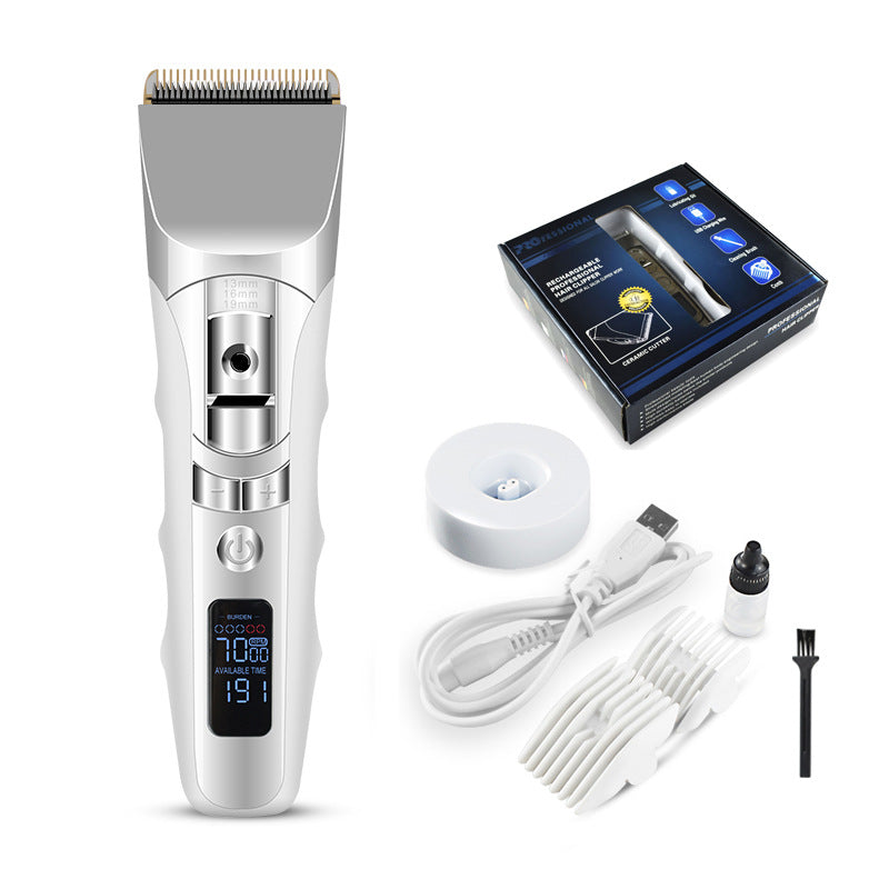 Rechargeable LCD Hair Clipper Trimmer – Silver