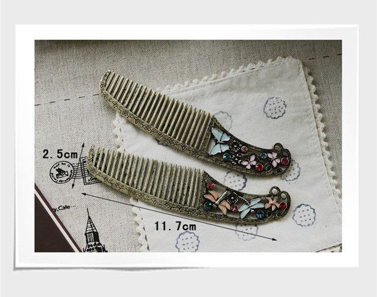 Decorative Butterfly and Dragonfly Comb - Diamond Alloy Hollow Design