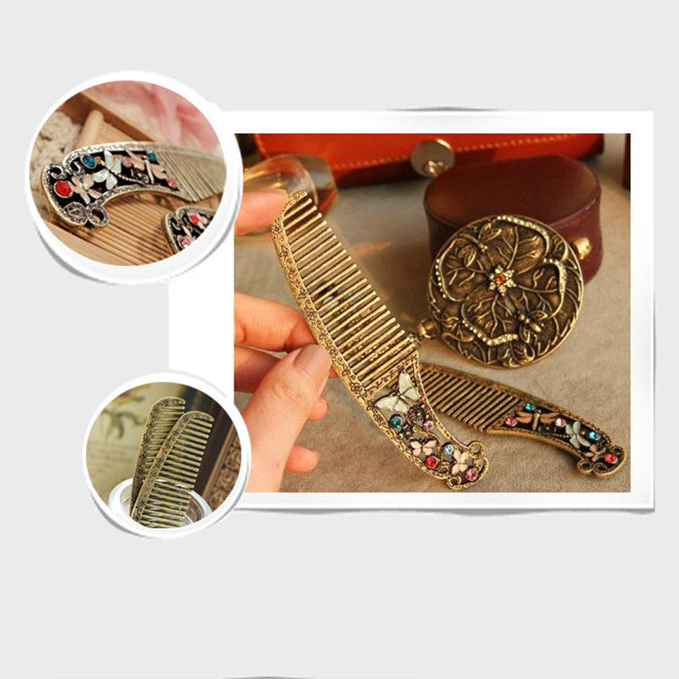 Decorative Butterfly and Dragonfly Comb - Diamond Alloy Hollow Design