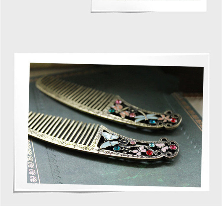 Decorative Butterfly and Dragonfly Comb - Diamond Alloy Hollow Design