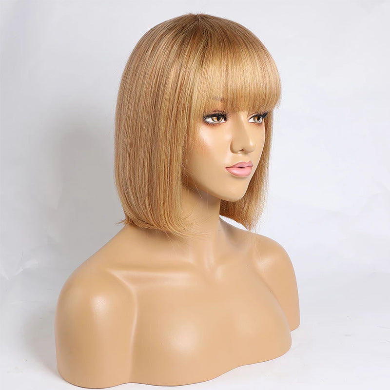 Golden Blonde Straight Hair Wig - Medium Length
