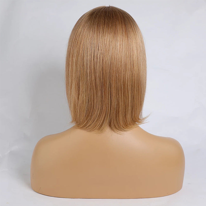 Golden Blonde Straight Hair Wig - Medium Length
