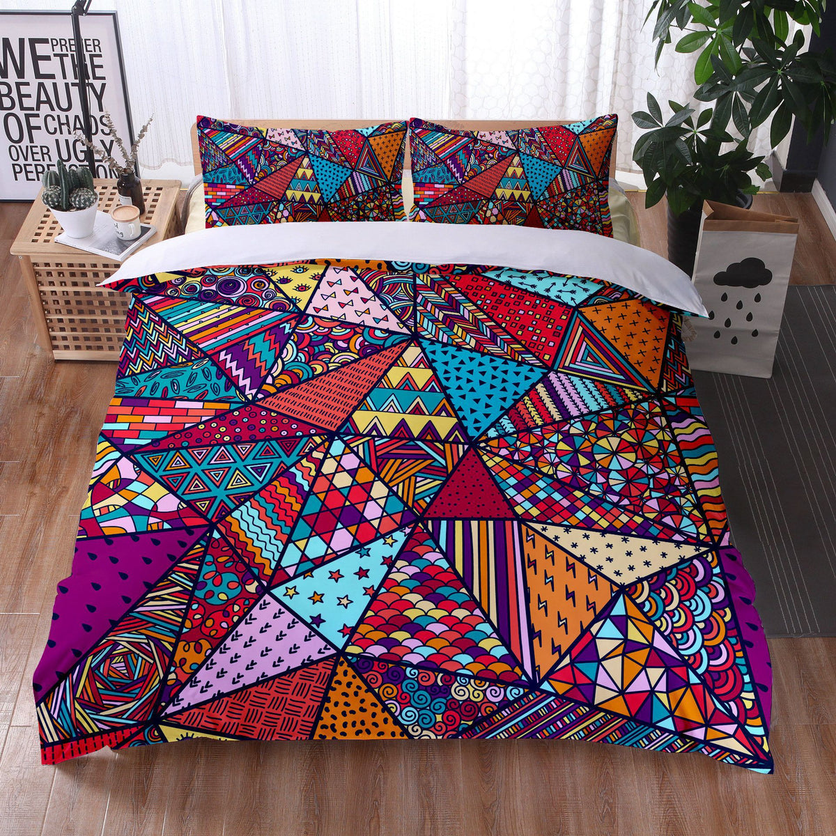 Mandala Bedding Quilt Cover Set with Pillowcases - Digital Print, Modern Style