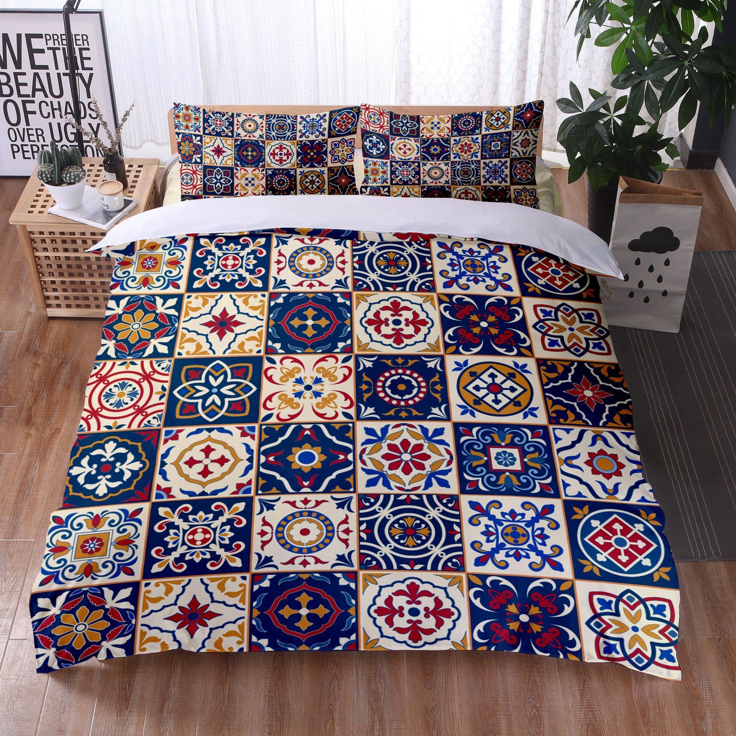 Mandala Bedding Quilt Cover Set with Pillowcases - Digital Print, Modern Style
