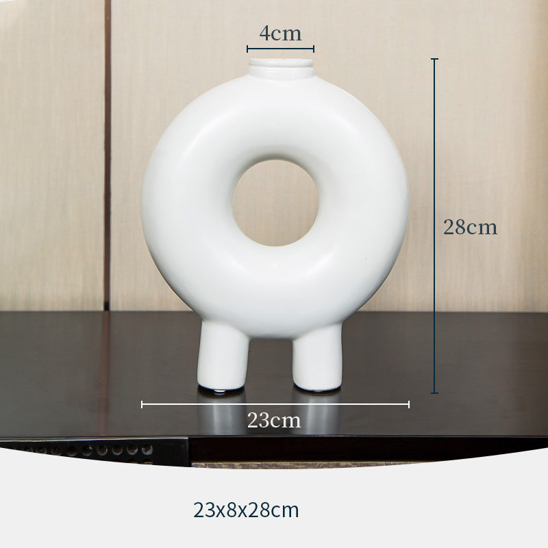 Donut Vase Decoration - Modern Ceramic Home Accent for Dry Flower Arrangements