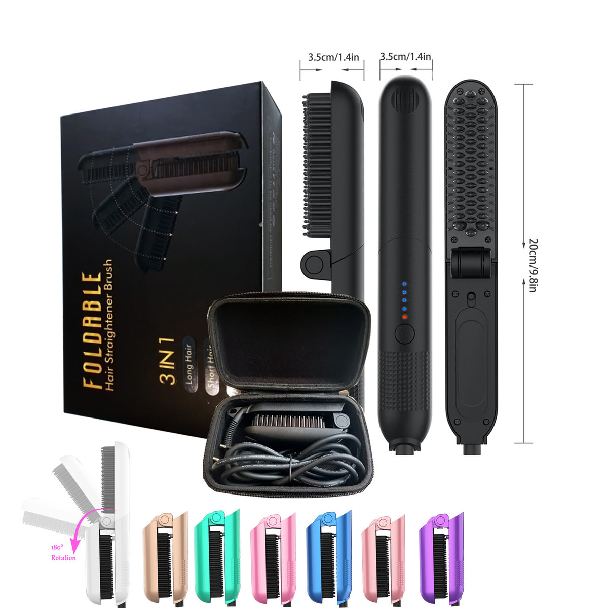 Electric Hair Straightening Comb for Men and Women - Cordless & Fast Heating