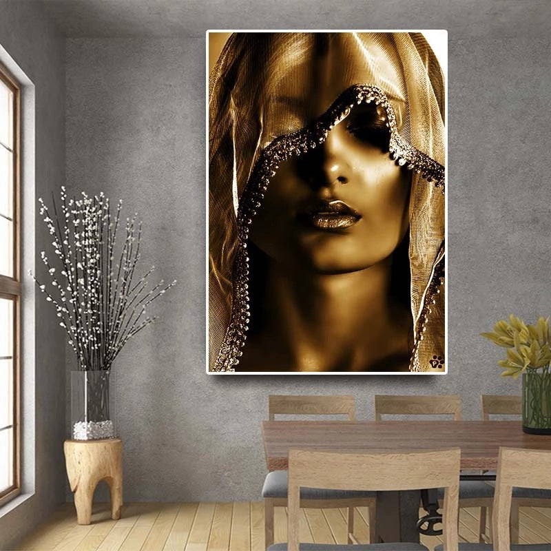 Modern Golden Noble Women Canvas Wall Art - Nordic Home Poster & Print