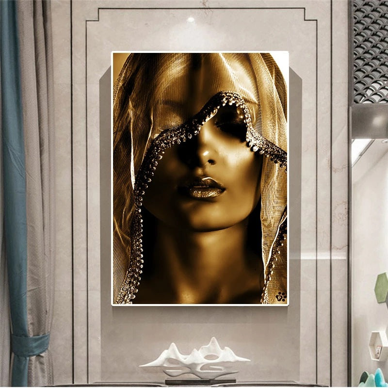 Modern Golden Noble Women Canvas Wall Art - Nordic Home Poster & Print