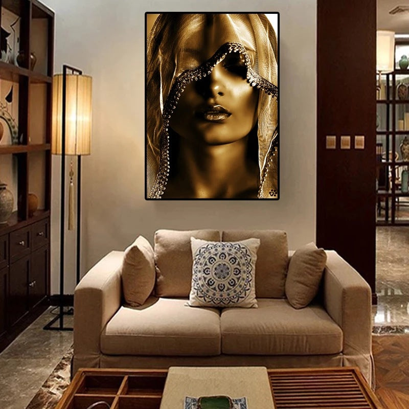 Modern Golden Noble Women Canvas Wall Art - Nordic Home Poster & Print