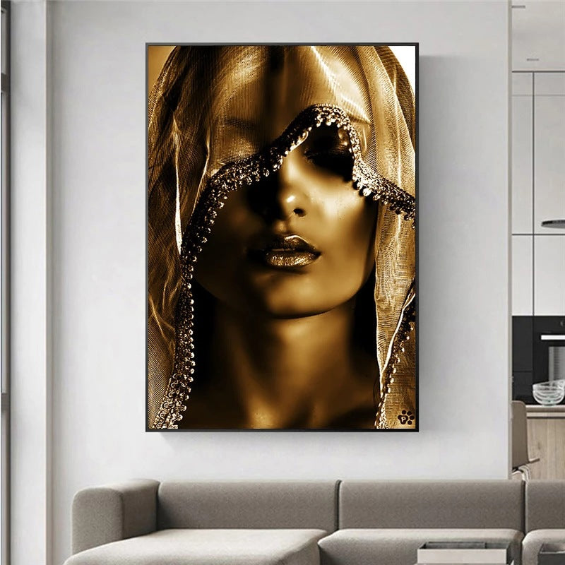 Modern Golden Noble Women Canvas Wall Art - Nordic Home Poster & Print