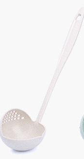 Dual-Purpose Soup Spoon with Wheat Straw Handle - Kitchen Utensil