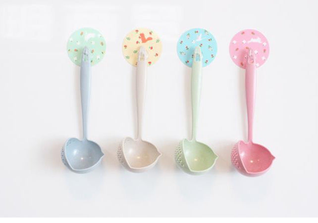 Dual-Purpose Soup Spoon with Wheat Straw Handle - Kitchen Utensil