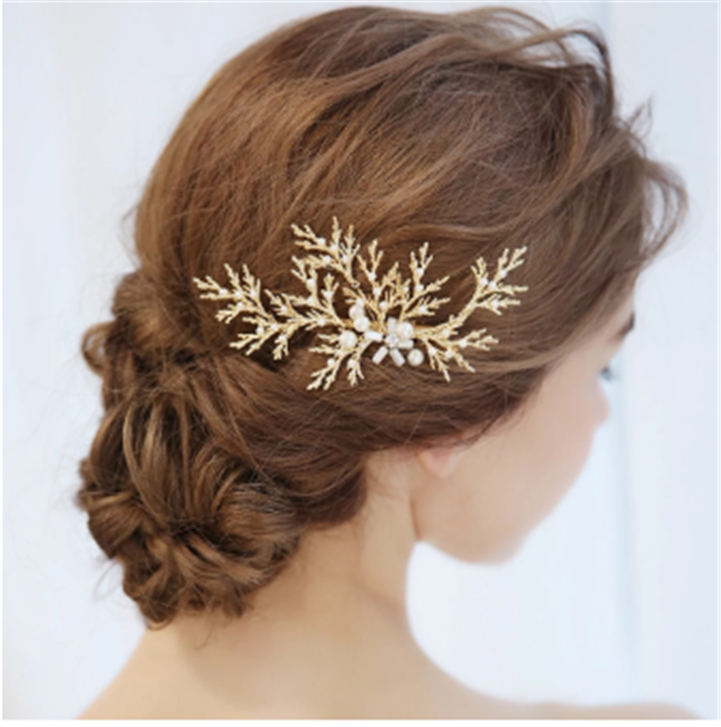 Wedding Hairpin Alloy Flower Crystal Hair Clip - Gold