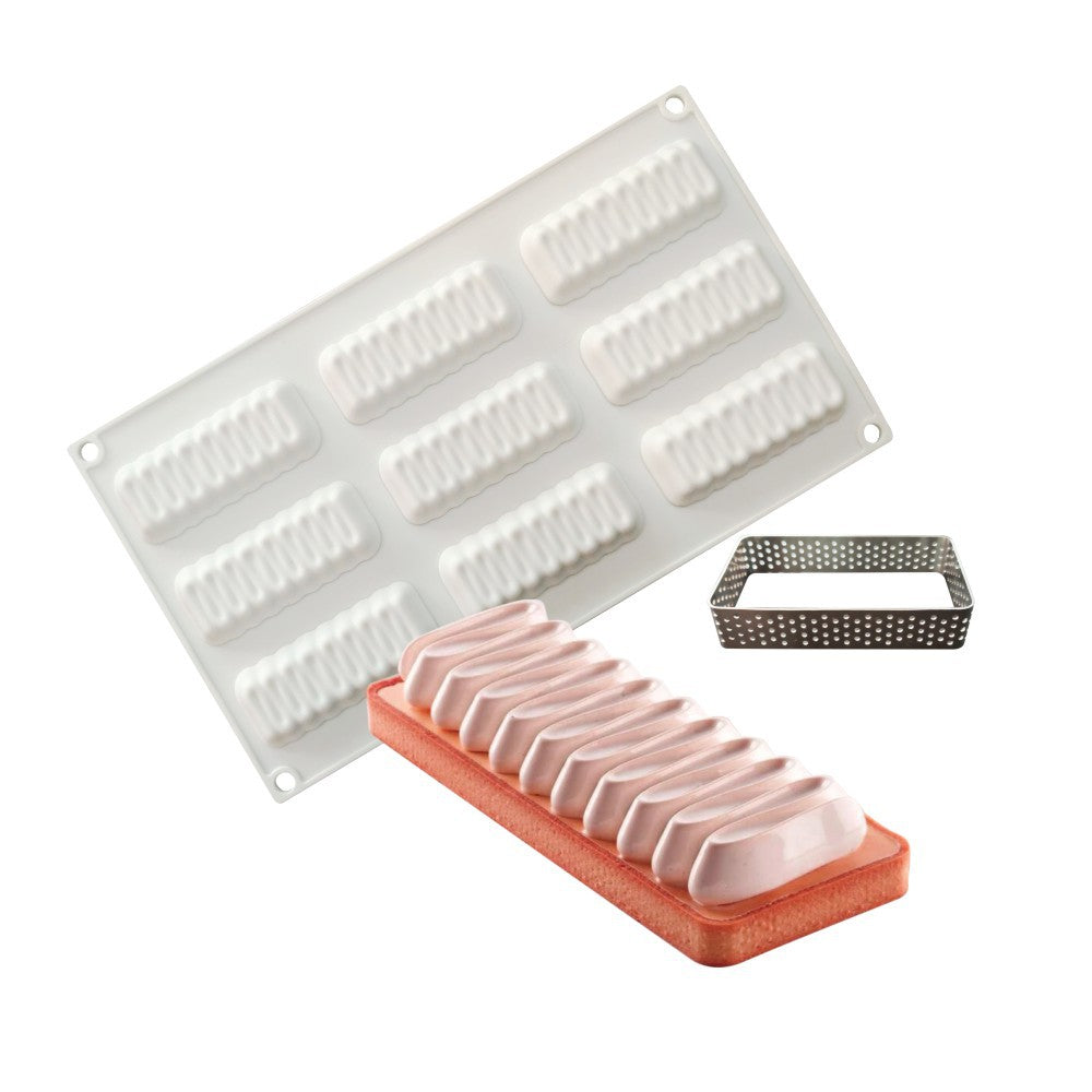 Silicone Cake Mould with Metal Ring Set for Baking and Decorating