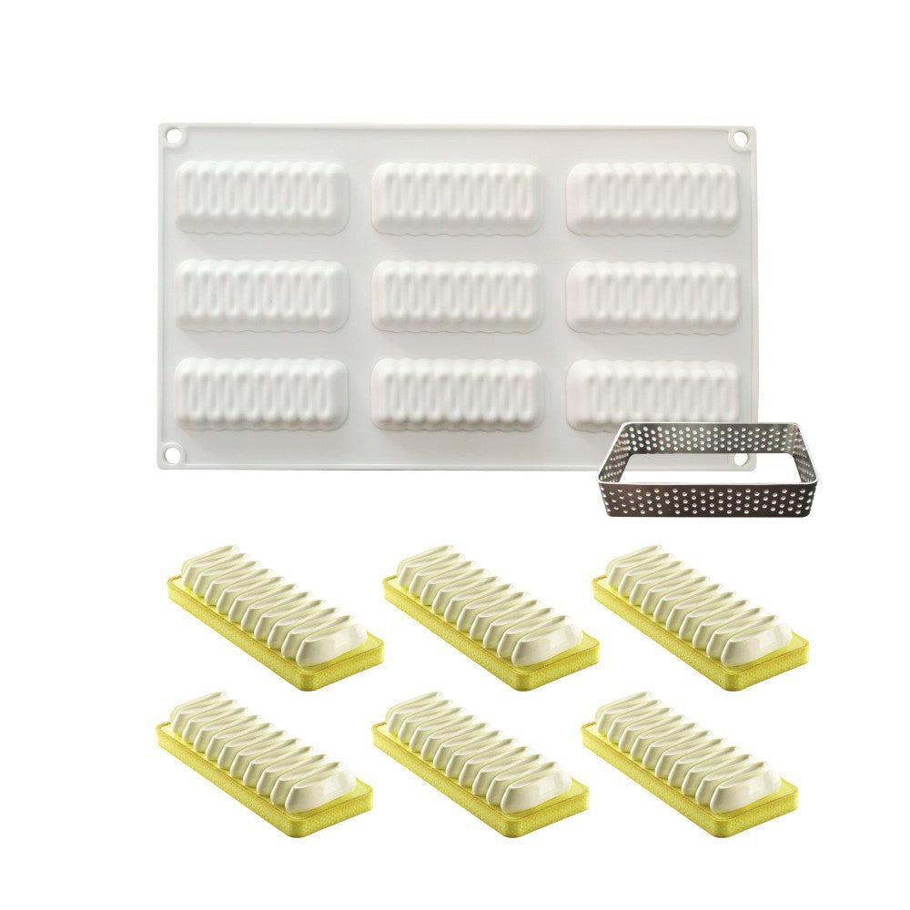 Silicone Cake Mould with Metal Ring Set for Baking and Decorating