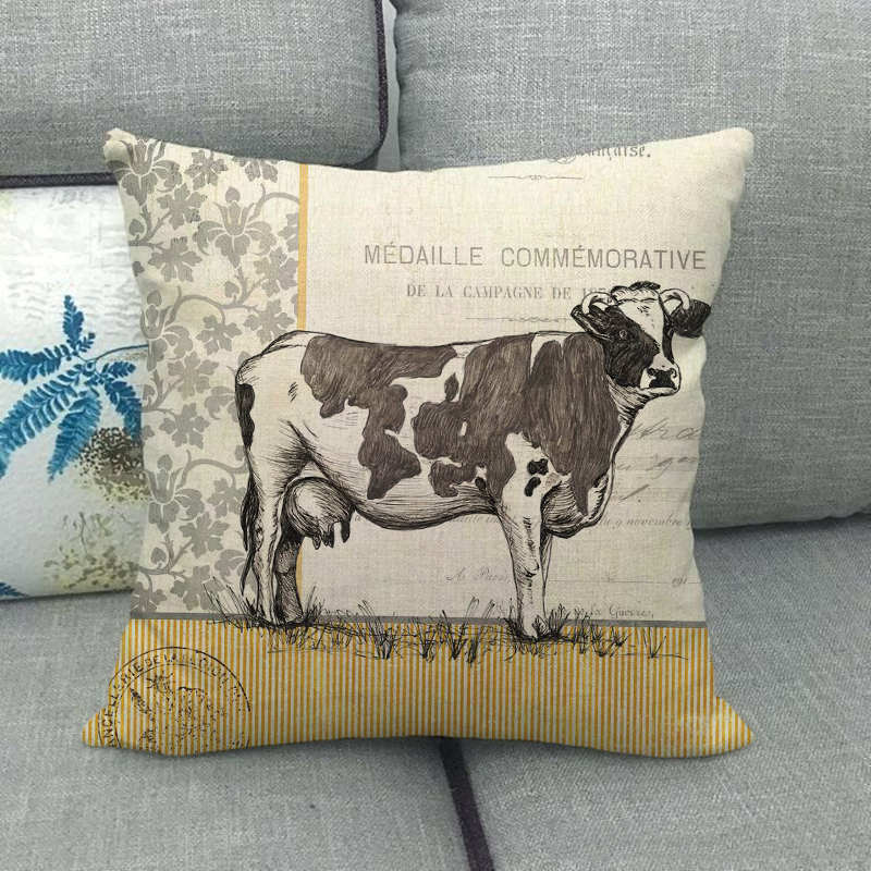 Retro Animal Linen Pillowcase Set - Home & Garden Cushion Cover
