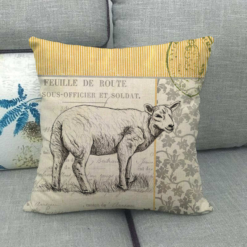 Retro Animal Linen Pillowcase Set - Home & Garden Cushion Cover