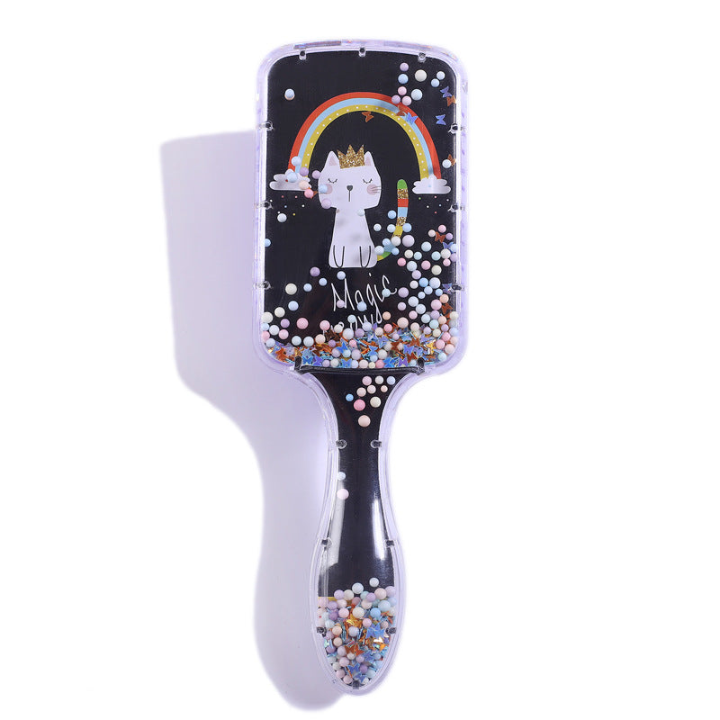 Printed Air Cushion Comb Set - Transparent Rainbow Hairbrush for Hair Massage
