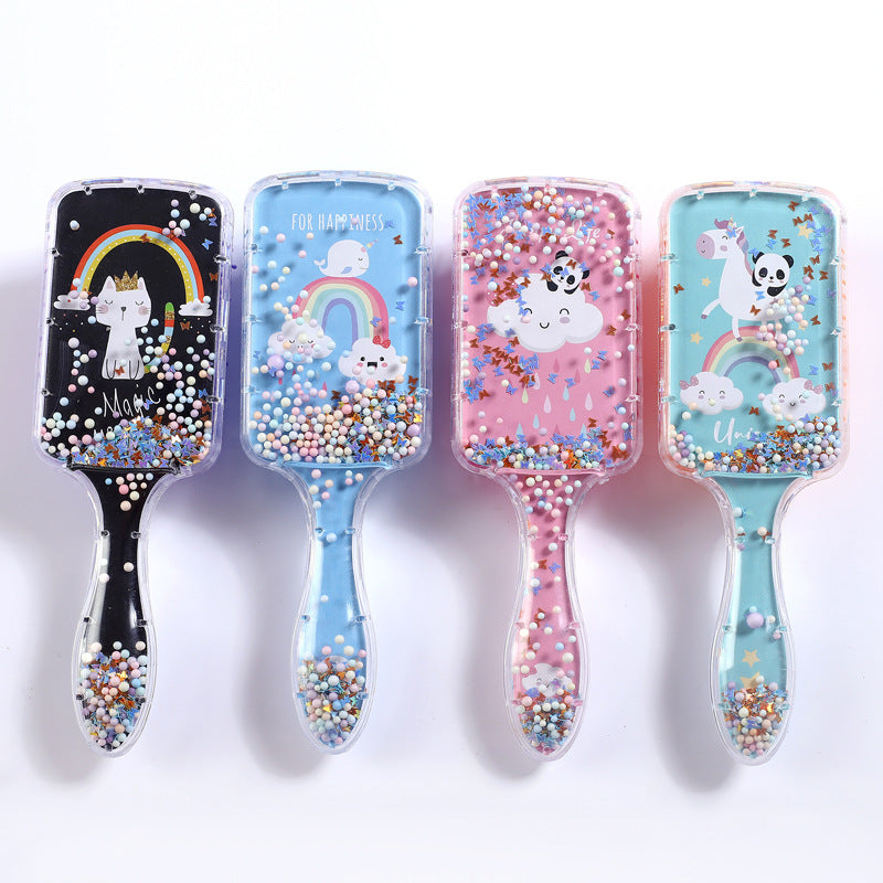 Printed Air Cushion Comb Set - Transparent Rainbow Hairbrush for Hair Massage