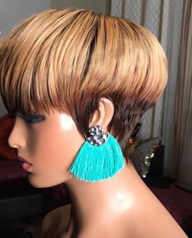 Brown Short Straight Wig with Bangs for Cosplay and Fashion