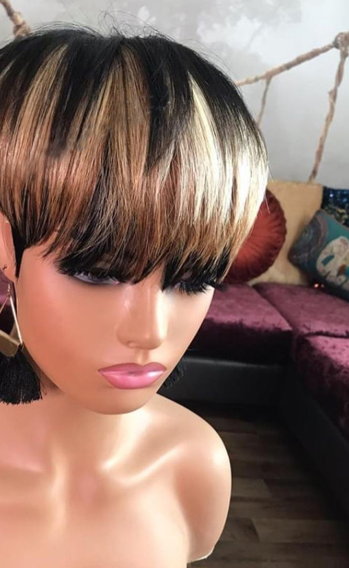 Brown Short Straight Wig with Bangs for Cosplay and Fashion