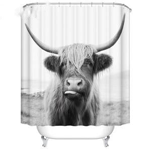 Rustic Farmhouse Cow Shower Curtain for Bathroom - Watercolor Hippie Design, 180x180cm