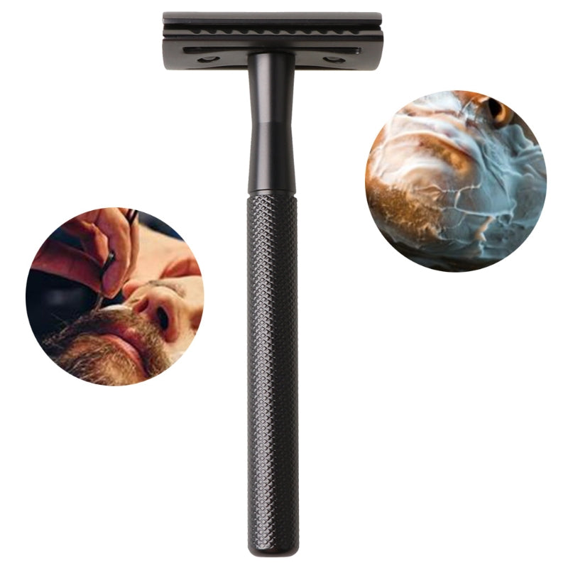 Diamond Pattern Double-Sided Safety Razor - Black
