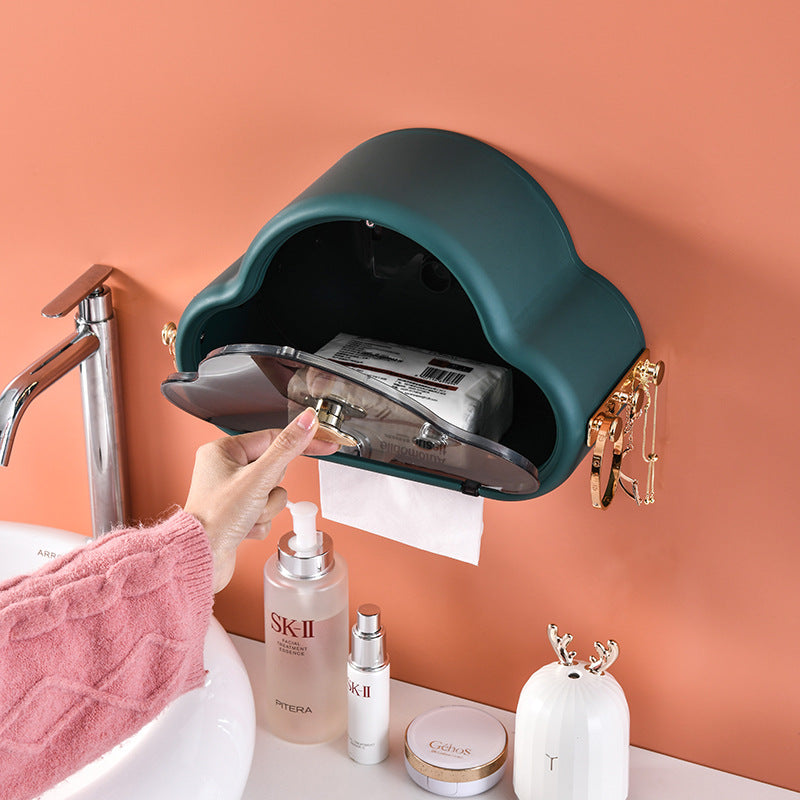Wall-Mounted Tissue Storage Box with Removable Paper Holder for Bathroom & Living Room